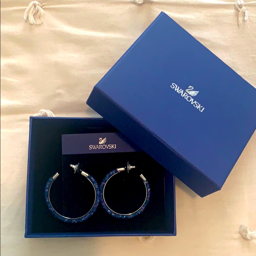 NBW Blue Swarovski Crystal Hoop Earrings